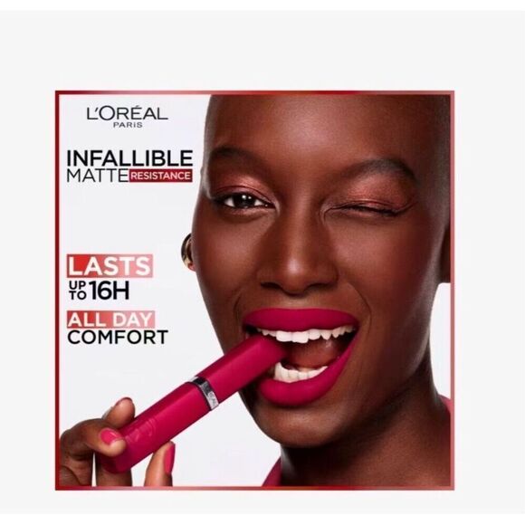 New L'Oréal Lipstick Red 420 Le Rouge Paris Infalible Matte Resistance 2 Lipstic - Picture 5 of 9